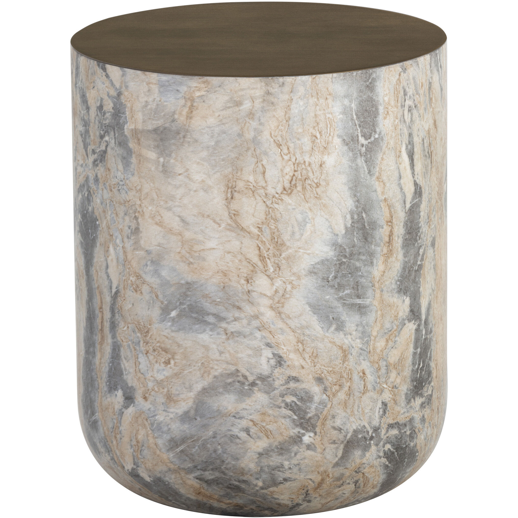 Diaz 20 X 16 inch Marble Look / Antique Brass Outdoor End Table